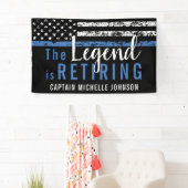 Polizeiretirement Thin Blue Line American Flag Banner (Insitu)