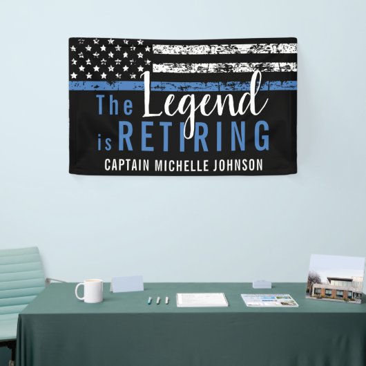 Polizeiretirement Thin Blue Line American Flag Banner (Messeveranstaltung)