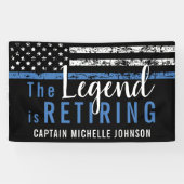 Polizeiretirement Thin Blue Line American Flag Banner (Horizontal)