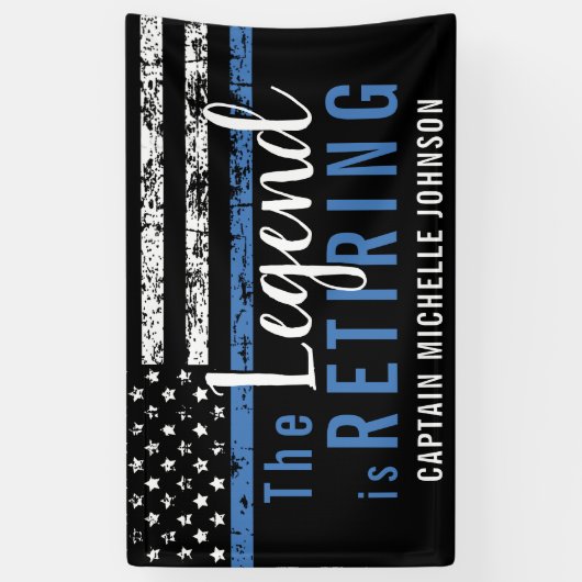 Polizeiretirement Thin Blue Line American Flag Banner (Vertikal)