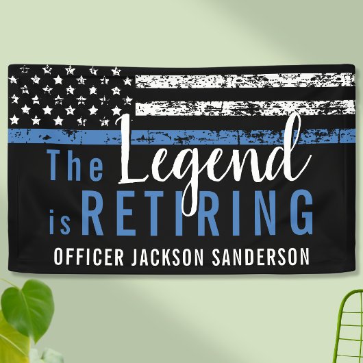 Polizeiretirement Thin Blue Line American Flag Banner