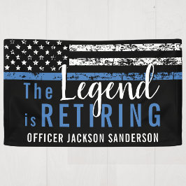 Polizeiretirement Thin Blue Line American Flag Banner