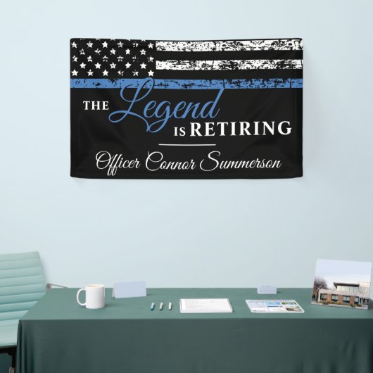 Polizeiretirement Thin Blue Line American Flag Banner (Messeveranstaltung)