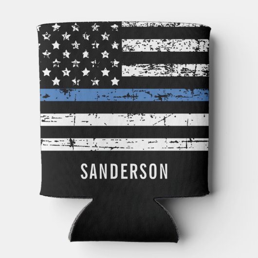 Polizeiretirement Thin Blue Line American Flag Dosenkühler (Rückseite)