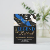 Polizeiretirement Thin Blue Line American Flag Einladungspostkarte (Stehend Vorderseite)