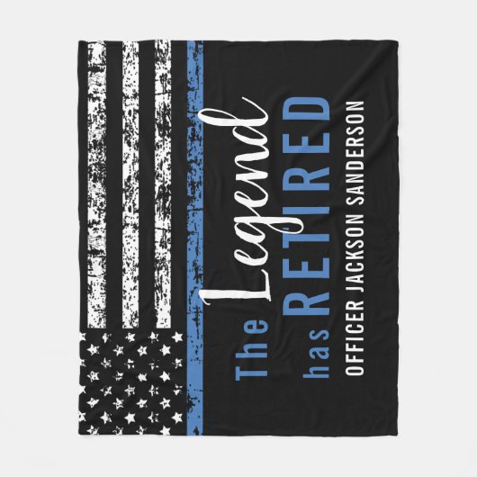 Polizeiretirement Thin Blue Line American Flag Fleecedecke (Vorderseite)