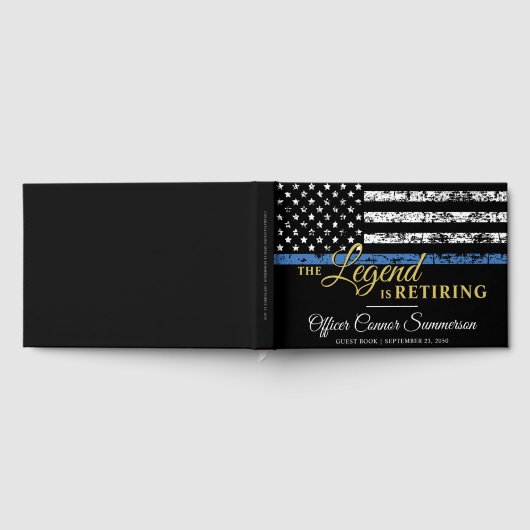 Polizeiretirement Thin Blue Line American Flag Gästebuch (Voll)