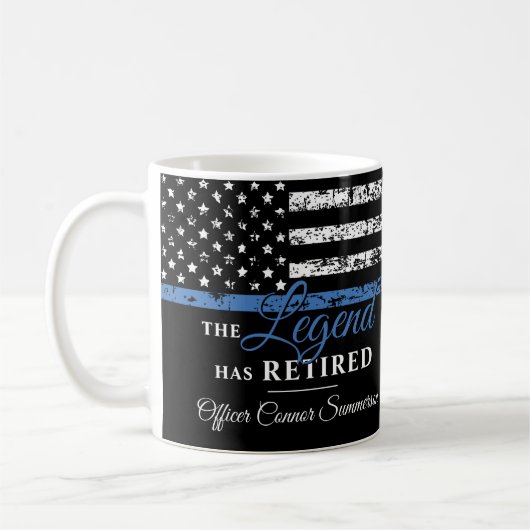 Polizeiretirement Thin Blue Line American Flag Kaffeetasse (Links)