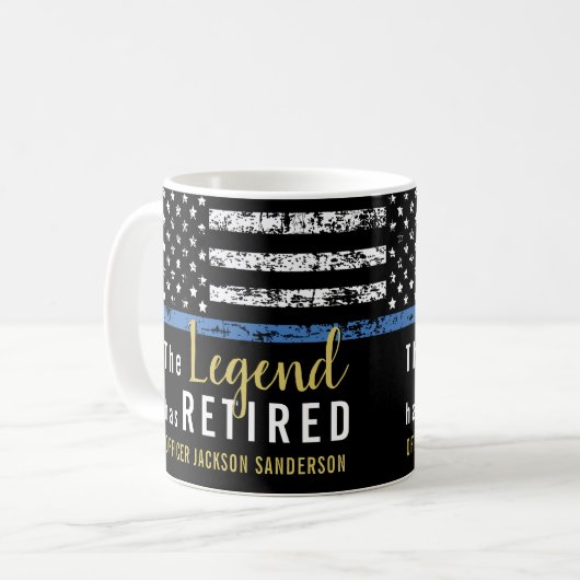 Polizeiretirement Thin Blue Line American Flag Kaffeetasse (Vorderseite Links)