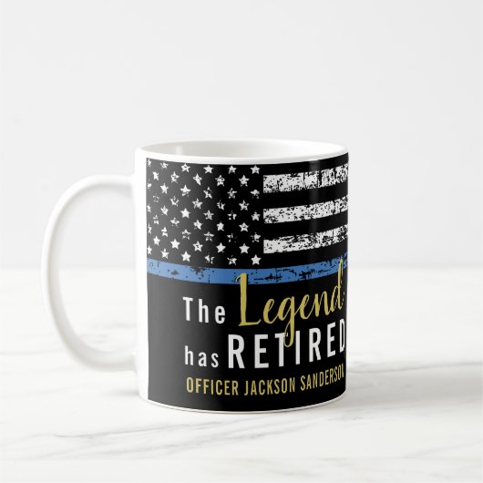 Polizeiretirement Thin Blue Line American Flag Kaffeetasse (Links)