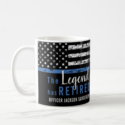 Polizeiretirement Thin Blue Line American Flag Kaffeetasse (Links)