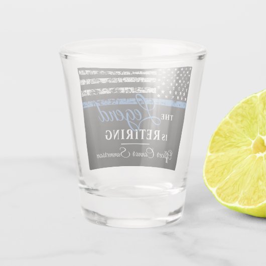 Polizeiretirement Thin Blue Line American Flag Schnapsglas (Rückseite)