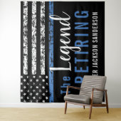 Polizeiretirement Thin Blue Line American Flag Wandteppich (Beispiel)