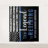 Polizeiretirement Thin Blue Line American Flag Wandteppich (Vorderseite)