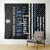 Polizeiretirement Thin Blue Line American Flag Wandteppich (Beispiel (Horizontal))