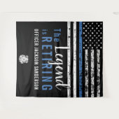 Polizeiretirement Thin Blue Line American Flag Wandteppich (Vorderseite (Horizontal))