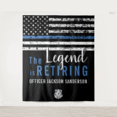 Polizeiretirement Thin Blue Line American Flag Wandteppich (Vorderseite)