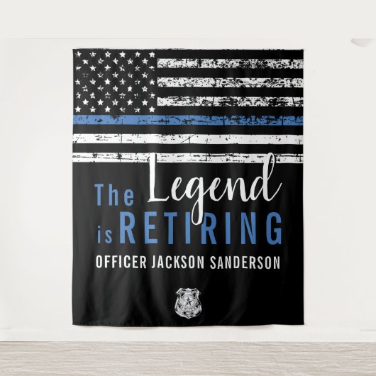 Polizeiretirement Thin Blue Line American Flag Wandteppich (Vorderseite)
