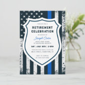 Polizeiretirement Thin Blue Line Flag Einladung (Stehend Vorderseite)