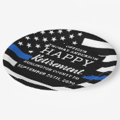 Polizeiretirement Thin Blue Line Polizeiflagge Pappteller (Schrägansicht)