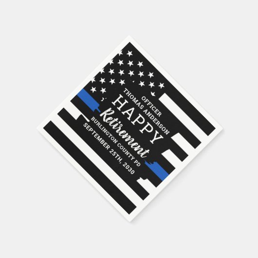 Polizeiretirement Thin Blue Line Polizeiflagge Serviette (Ecke)