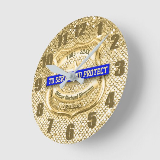 Polizeirezept Gold Custom Runde Wanduhr (Winkel)