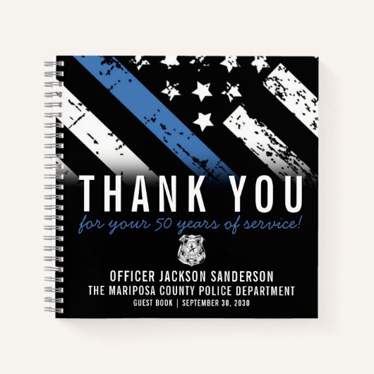 Polizeirezisionsjahrbuch Blue Line Gästebuch Notizblock (Vorderseite)
