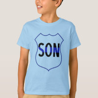 Polizeischild Die T - Shirt des Jungen mit blauer 