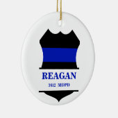 Polizeischild mit personalisierter dünner blauer L Keramik Ornament (Rechts)