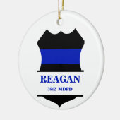 Polizeischild mit personalisierter dünner blauer L Keramik Ornament (Links)