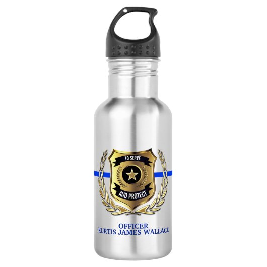 Polizeischild Personalisiert für Beauftragte mit b Edelstahlflasche (Vorderseite)