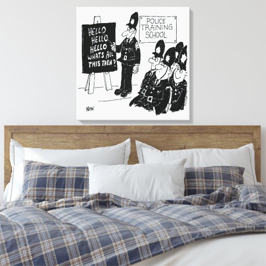 Polizeischule. Funny Cartoon Illustration Leinwanddruck (Insitu (Schlafzimmer))