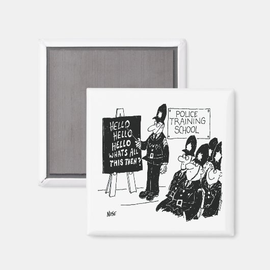 Polizeischule. Funny Cartoon Illustration Magnet (Vorderseite/Rückseite)
