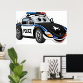 Polizeisportwagen Cartoon Poster (Heimbüro)