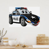 Polizeisportwagen Cartoon Poster (Küche)