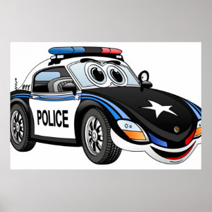 Polizeisportwagen Cartoon Poster