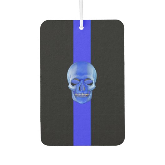 Polizeiunterstützer Thin Blue Line Skull Autolufterfrischer (Vorderseite)