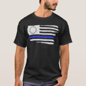 Polizeiunterstützung für Betsy Ross Flag Thin Blue T-Shirt (Vorderseite)