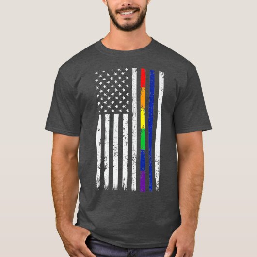 Polizeiunterstützung LGBT Gay Pride Thin Blue Line T-Shirt (Vorderseite)