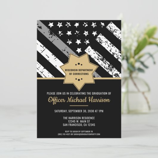 Polizeiwache für die Korrektur von Mängelrügen Einladung (Stehend Vorderseite)