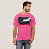 Polizeiwache und Feuerflagge T-Shirt (Vorne ganz)