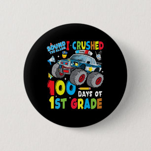 Polizeiwagen 100 Tage Schulklasse 1ste Klasse Button