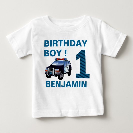 Polizeiwagen 1. Geburtstag Party Baby T-shirt (Vorderseite)
