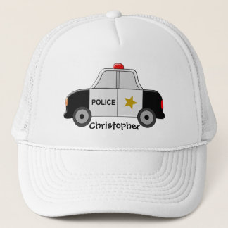 Polizeiwagen addieren gerade Namen Truckerkappe