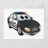 Polizeiwagen Cartoon BWB Postkarte (Vorderseite)