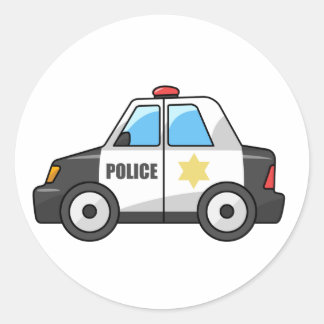 Polizeiwagen des coolen Cartoon Runder Aufkleber