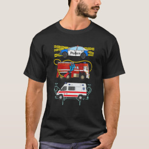 Polizeiwagen Feuerwehrwagen Erste Rettungskräfte T-Shirt