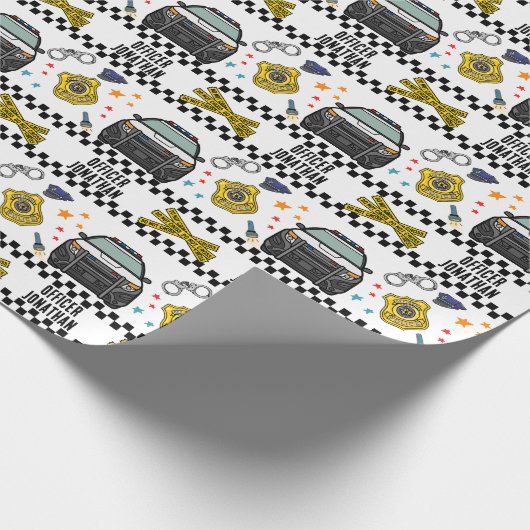 Polizeiwagen Geburtstagspartei Geschenkpapier (Ecke)