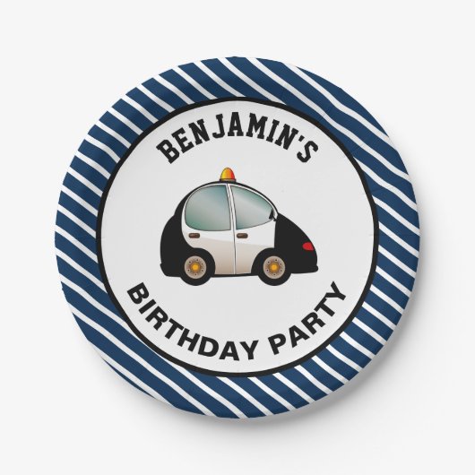 Polizeiwagen Geburtstagspartei Pappteller (Vorderseite)