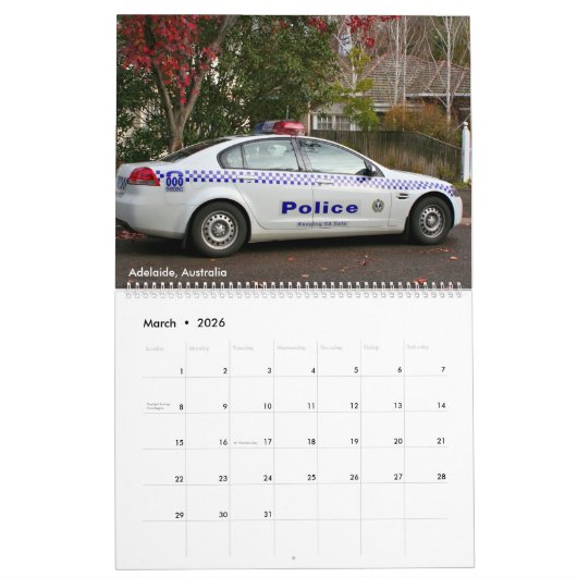 Polizeiwagen - Kalender 2026 (Mär 2026)